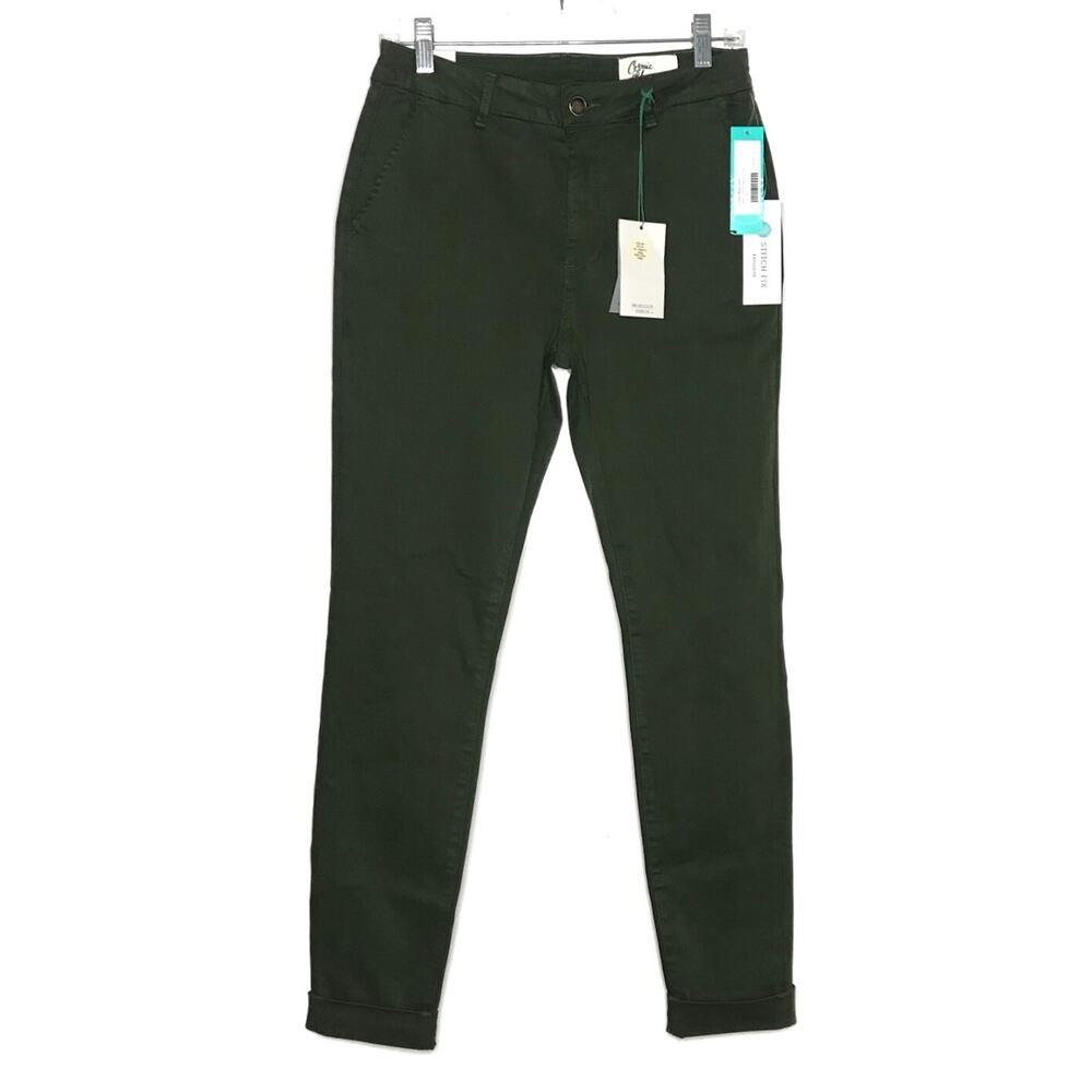 Cosmic Blue Love Callie Cuffed Skinny Pants Size 28T Tall Olive Green